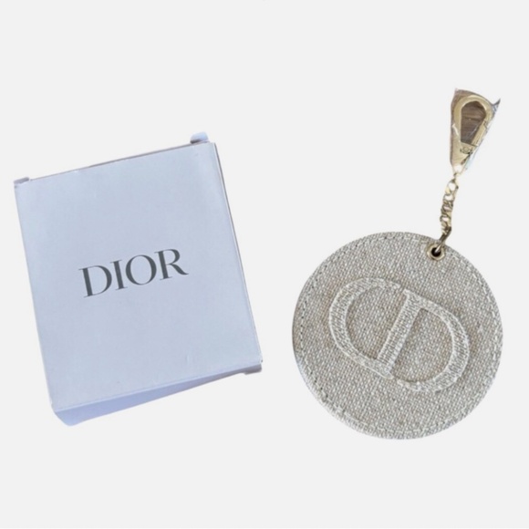 Dior Women's Mini Round Beige Double Mirror Keychain or Bag Charm Luxury NEW - Picture 4 of 8